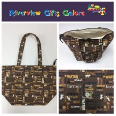 Large Tote Bag With Zip - Farmers Fighting Spirit - Words Large Tote Bag With Zip - Farmers Fighting Spirit - Words